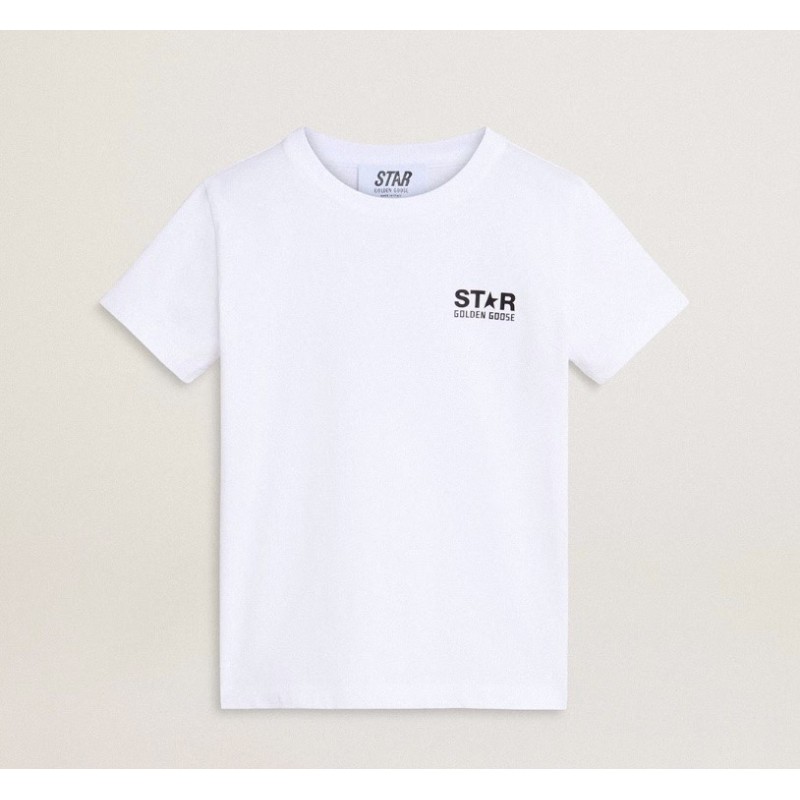 T-shirt golden goose blanc logo et étoile noire